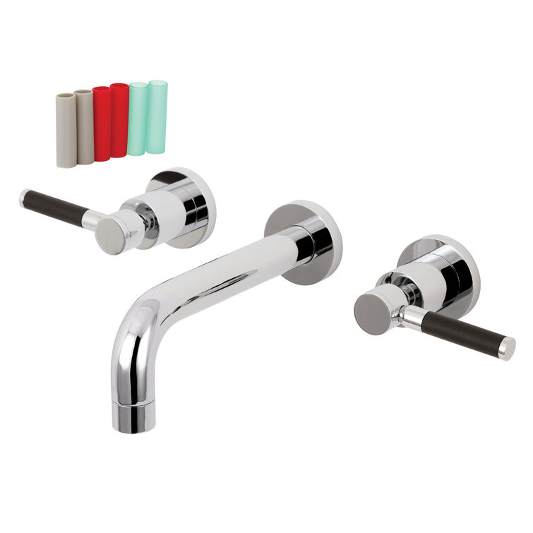Polished Chrome Two-Handle Wall Mount Bathroom Faucet