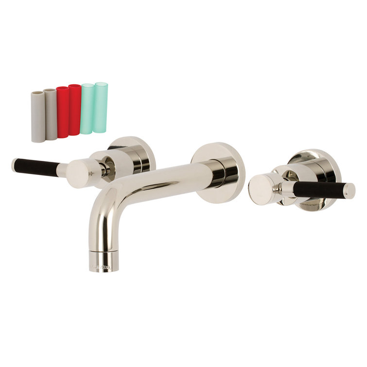 Kaiser 8" Polished Nickel Wall Mount Bathroom Faucet