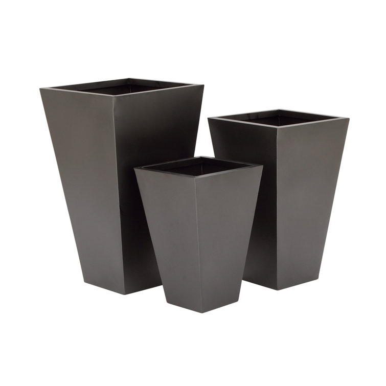 Elegant Black Iron Square Planters for Indoor/Outdoor - Set of 3