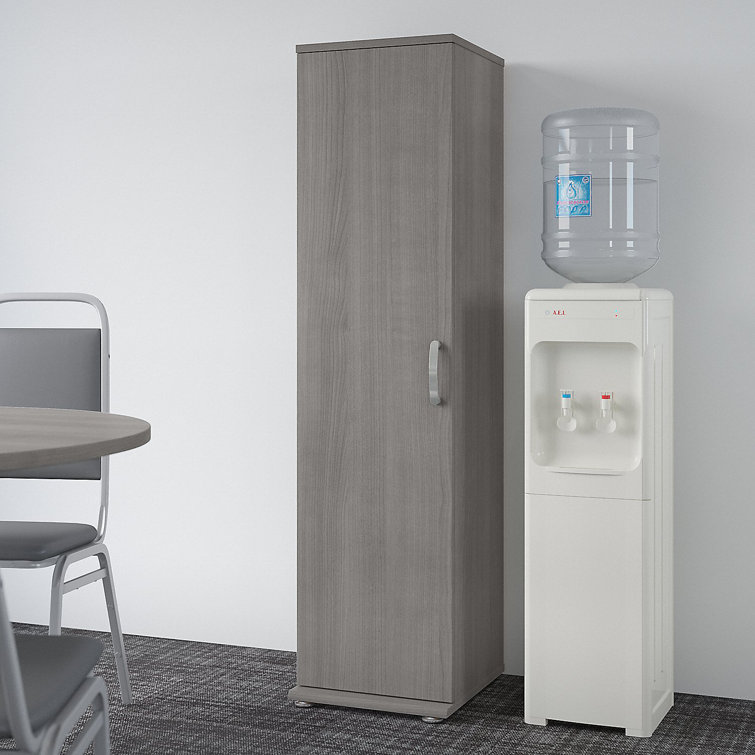 Universal Tall Narrow Platinum Gray Storage Cabinet with Adjustable Shelves