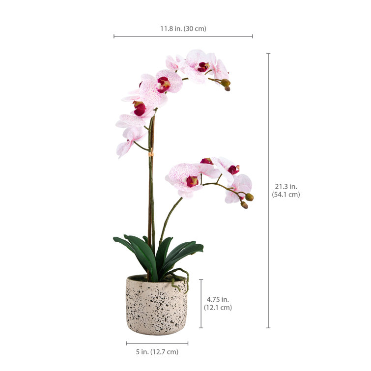 Pink Spotted Artificial Orchid in Oval Plastic Pot