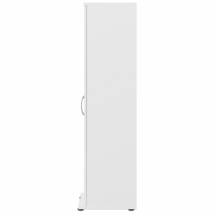 White Engineered Wood Tall Narrow Storage Cabinet with Adjustable Shelves
