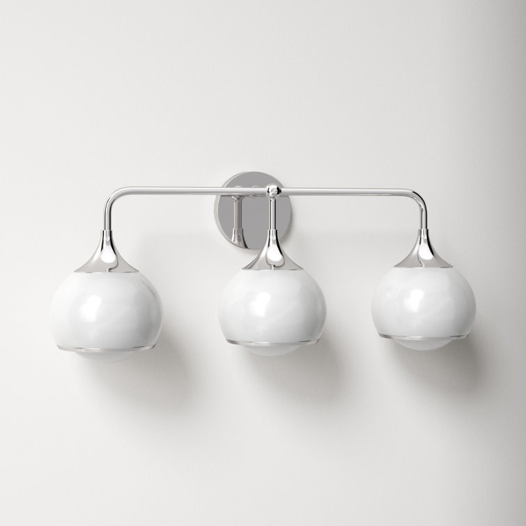 Polished Nickel 3-Light Dimmable Vanity Light with Frosted Glass Shades