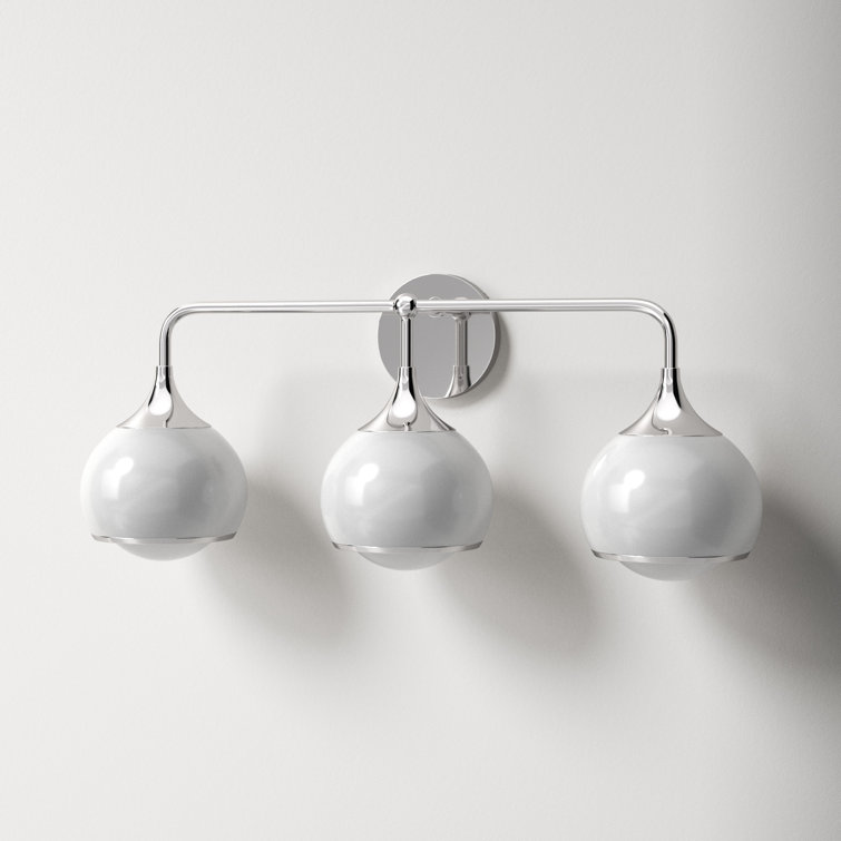 Polished Nickel 3-Light Dimmable Vanity Light with Frosted Glass Shades