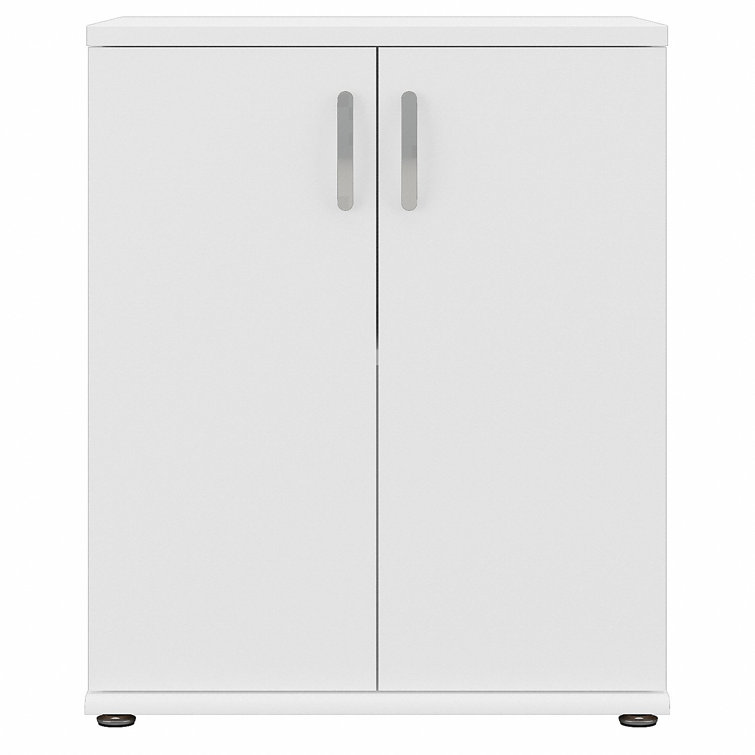 White Freestanding Laundry Room Storage Cabinet with Adjustable Shelving