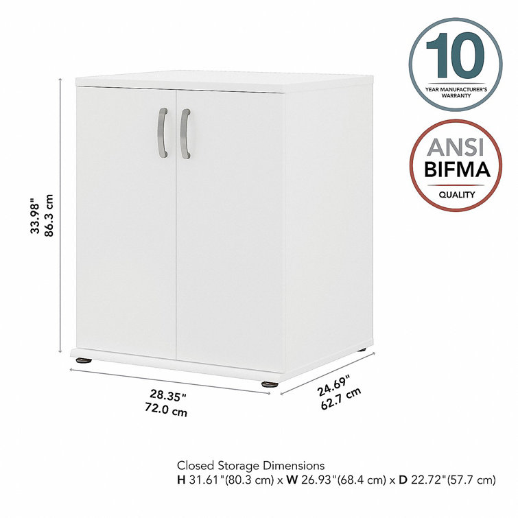 White Freestanding Laundry Room Storage Cabinet with Adjustable Shelving