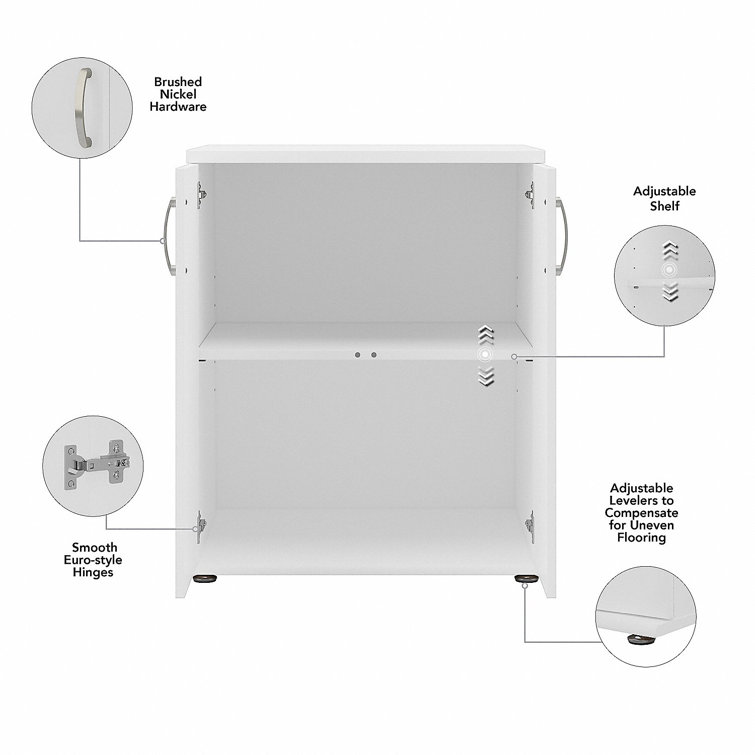 White Freestanding Laundry Room Storage Cabinet with Adjustable Shelving