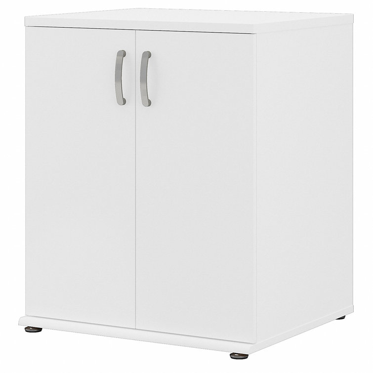 White Freestanding Laundry Room Storage Cabinet with Adjustable Shelving