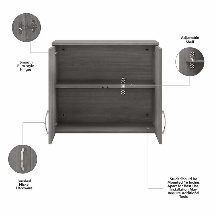 Platinum Gray Adjustable 2-Shelf Office Wall Cabinet