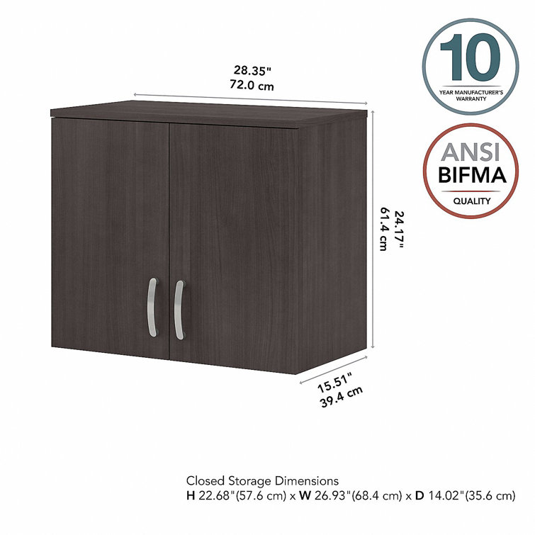Transitional Storm Gray 28'' Engineered Wood Wall Cabinet