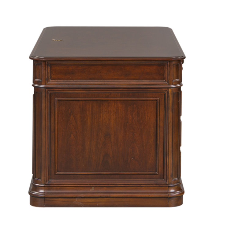 Brown Solid Wood Traditional Executive Desk with Drawers