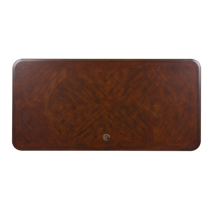 Brown Solid Wood Traditional Executive Desk with Drawers