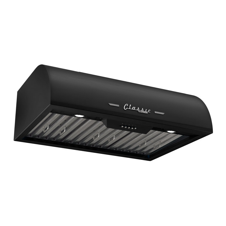 Classic Retro 24" Midnight Black Stainless Steel Under Cabinet Range Hood