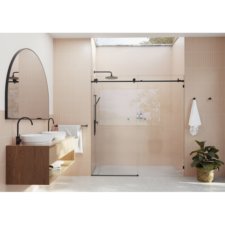 Eclipse 68-72" Frameless Clear Glass Sliding Shower Door in Matte Black