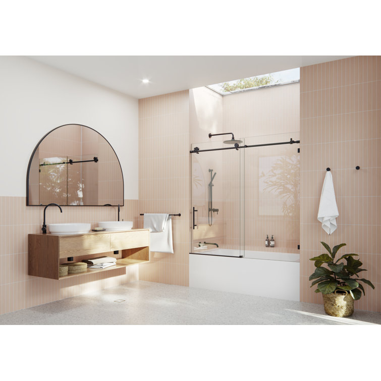 Eclipse 60" Frameless Sliding Bathtub Door in Matte Black