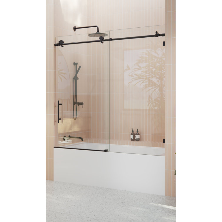 Eclipse 60" Frameless Sliding Bathtub Door in Matte Black