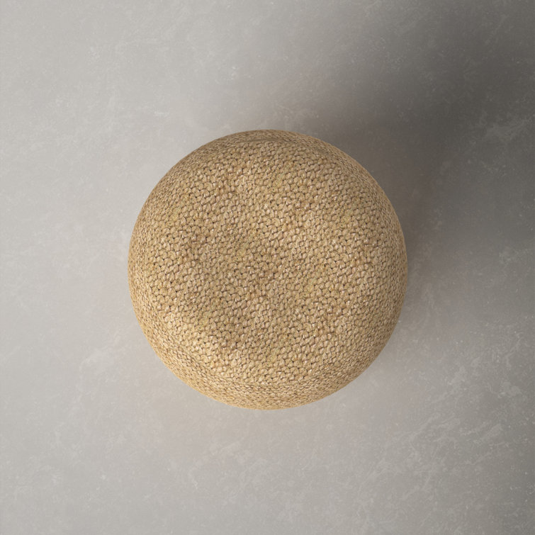 Tropics Collection Modern Round Khaki Jute Pouf Ottoman