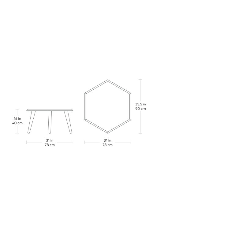 Ash Natural Hexagonal Solid Wood Metric Coffee Table