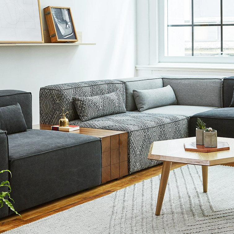 End Grain Grid Pattern Mix Modular Wood Block Table