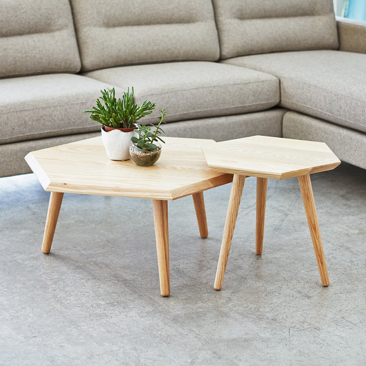 Ash Natural Hexagonal Solid Wood Metric Coffee Table