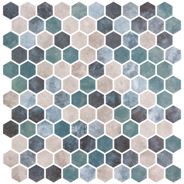Trillion Matte Blue Glass Hexagon Mosaic Tile