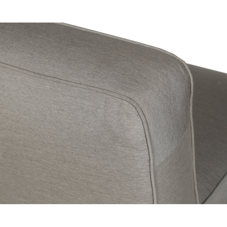 Taupe Armless Chaise with Brown Wood Base