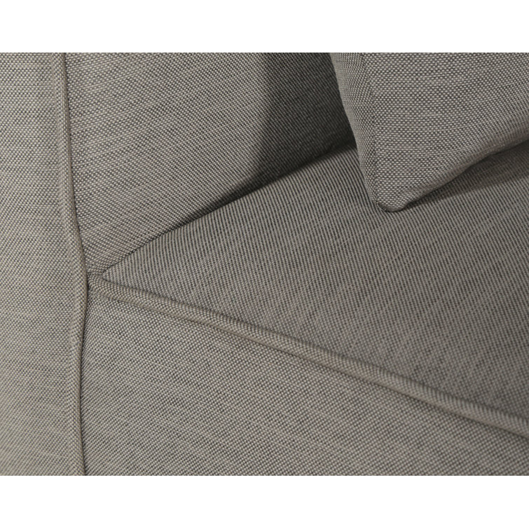 Taupe Armless Chaise with Brown Wood Base