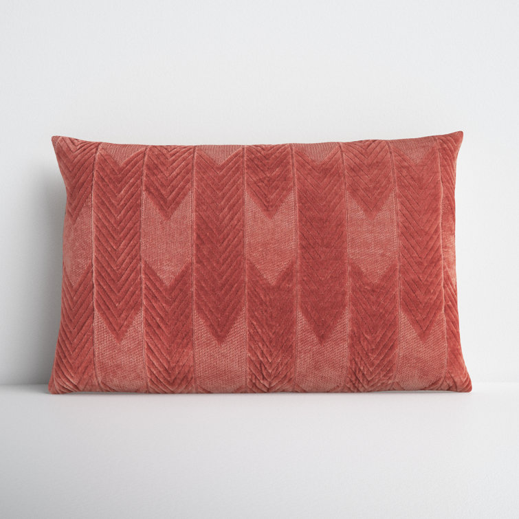 Floretta Modern Chevron Cotton Lumbar Pillow in Beige
