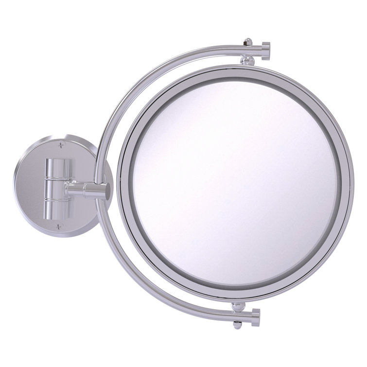 Satin Chrome Wall Mounted Makeup Mirror with 3x Magnification