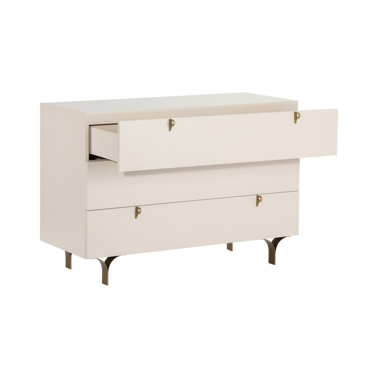 Celine Transitional 3-Drawer White Dresser