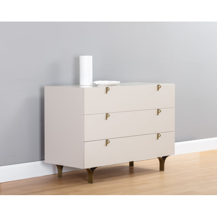 Celine Transitional 3-Drawer White Dresser