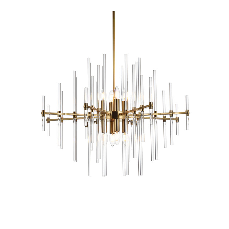 Gold Crystal Modern 8-Light Pendant with Iron and Glass