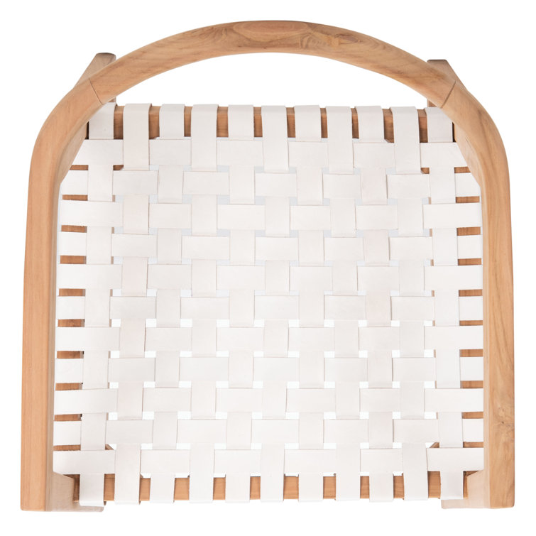 Willa Teak & White Leather Curved Rocking Chair
