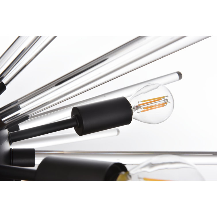 Sienna 42-Inch Black Crystal Rod Pendant Light