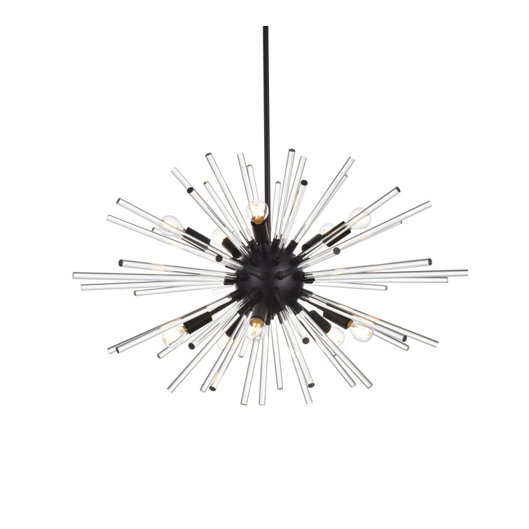 Sienna 42-Inch Black Crystal Rod Pendant Light