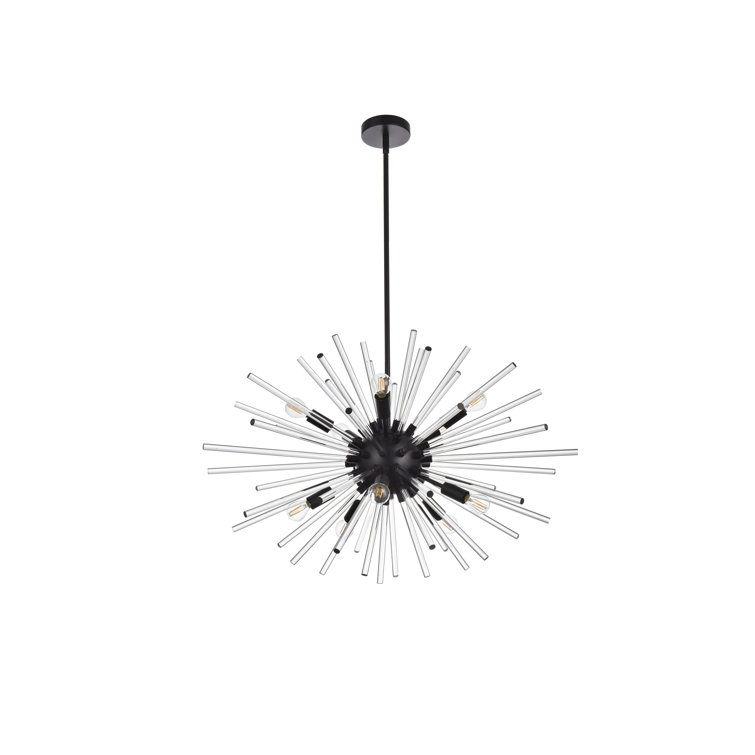 Sienna 42-Inch Black Crystal Rod Pendant Light