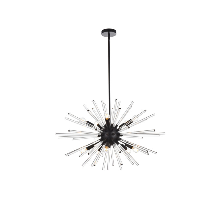 Sienna 42-Inch Black Crystal Rod Pendant Light