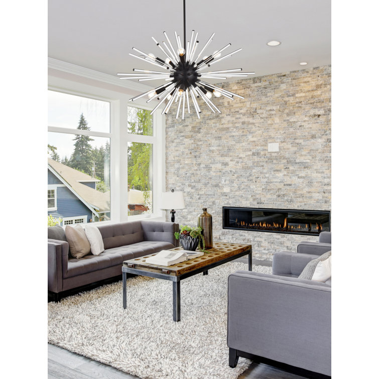 Sienna 42-Inch Black Crystal Rod Pendant Light