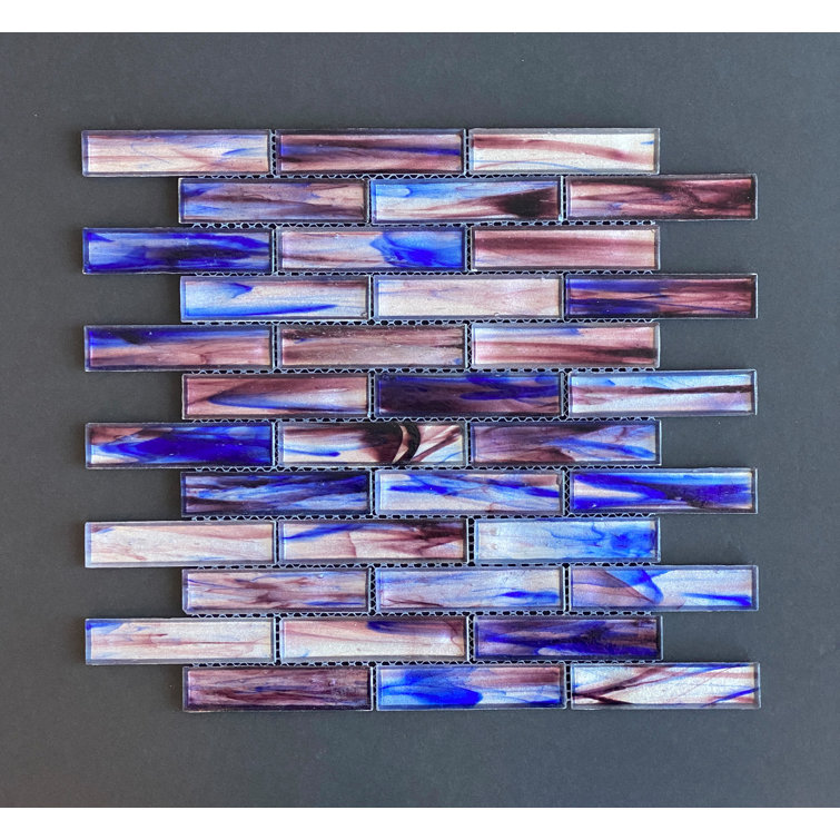 Dusk Iridescent Glass Mosaic Brick Wall Tile