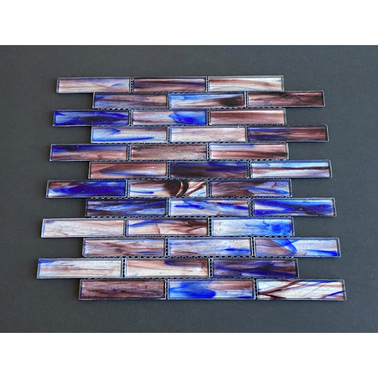 Dusk Iridescent Glass Mosaic Brick Wall Tile