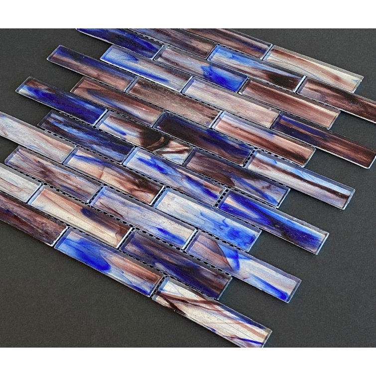 Dusk Iridescent Glass Mosaic Brick Wall Tile