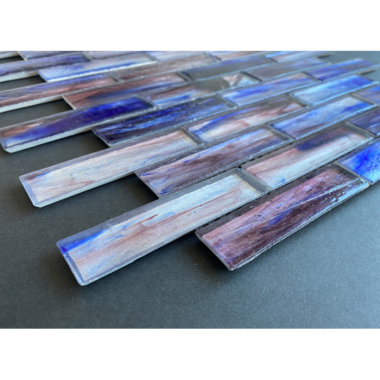 Dusk Iridescent Glass Mosaic Brick Wall Tile
