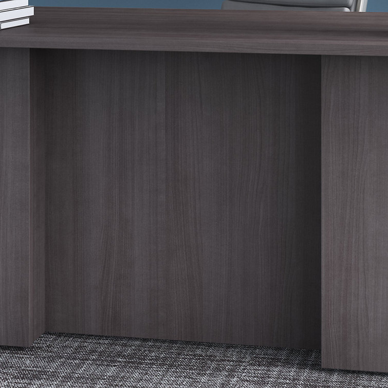 Contemporary Storm Gray U-Shaped Executive Desk with Hutch and Cable Management