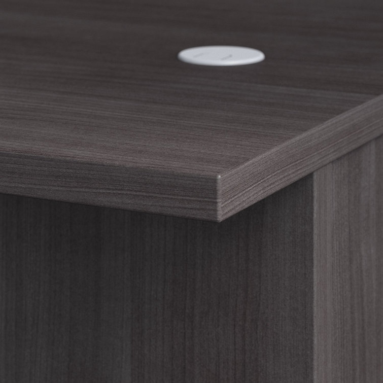 Contemporary Storm Gray U-Shaped Executive Desk with Hutch and Cable Management