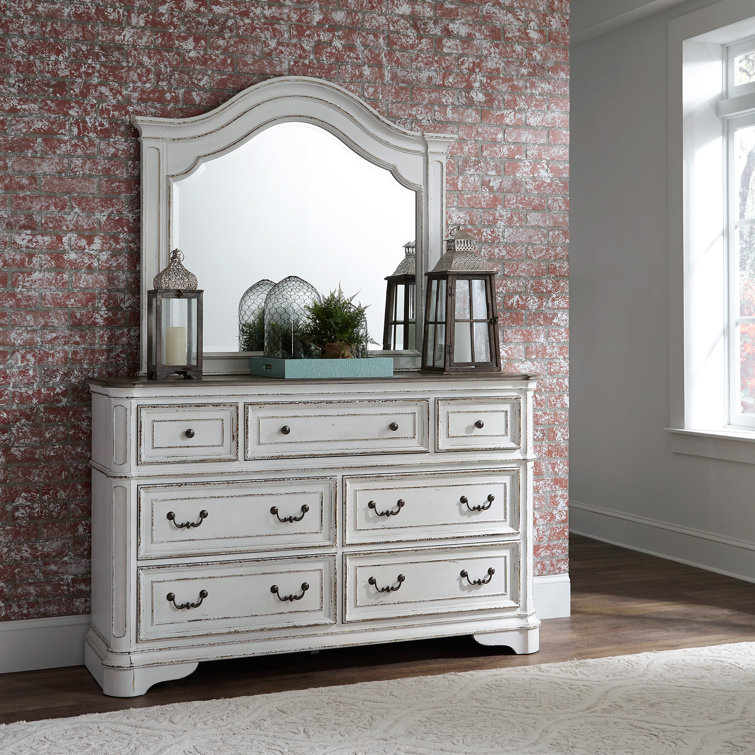 Antique White Traditional 7-Drawer Dresser with Felt Lined Drawer