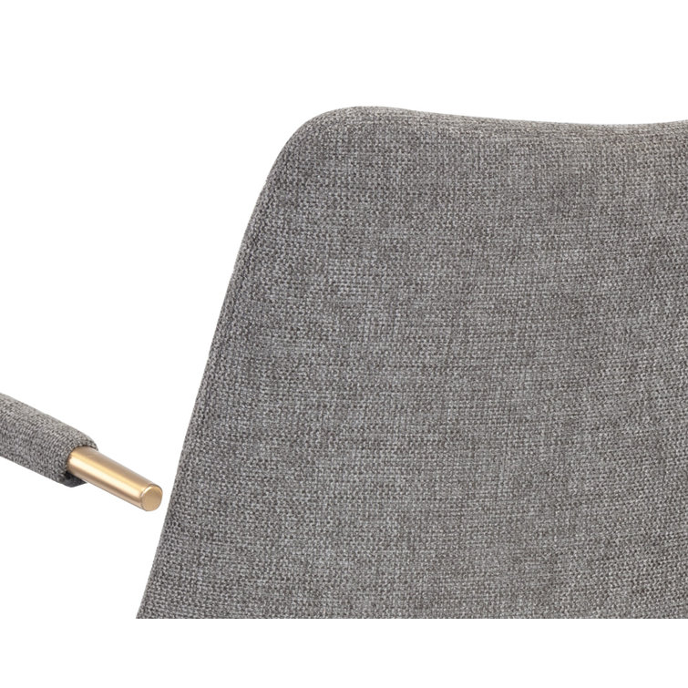 Belfast Koala Grey Upholstered Swivel Arm Chair with Gold Stainless Steel Legs