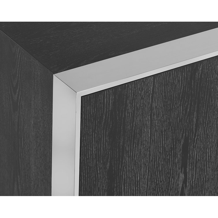Modern Transitional 70.75'' Gray German Oak Sideboard with Stainless Steel Frame