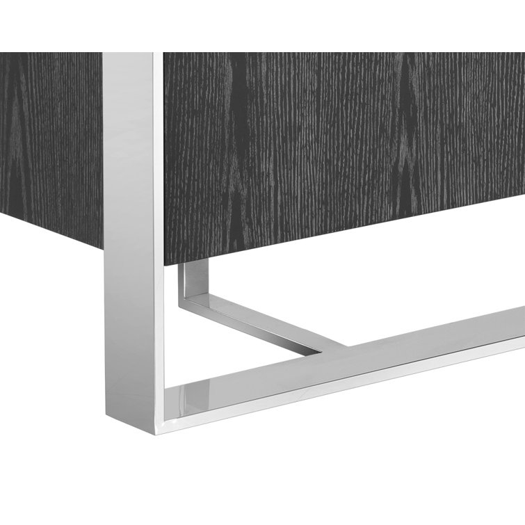 Modern Transitional 70.75'' Gray German Oak Sideboard with Stainless Steel Frame