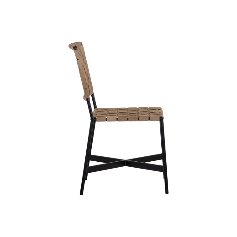 Tan Faux Leather Upholstered Parsons Side Chair with Metal Frame