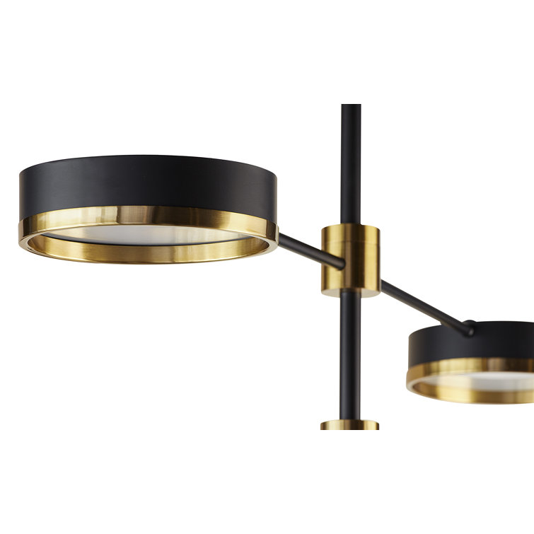 India Black and Gold Metal 6-Light Dimmable Cylinder Chandelier